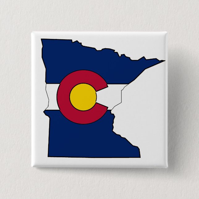 Colorado flag Minnesota outline square button (Front)