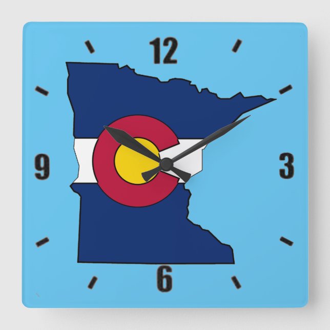 Colorado flag Minnesota outline square clock (Front)