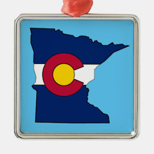 Colorado flag Minnesota outline square ornament