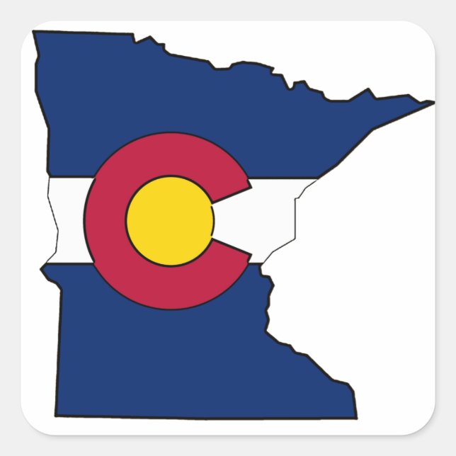 Colorado flag Minnesota outline square stickers (Front)