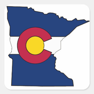 Colorado flag Minnesota outline square stickers