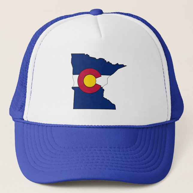 Colorado flag Minnesota outline trucker hat (Front)
