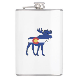 Colorado Flag Moose Hip Flask