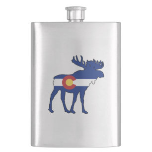 Colorado Flag Moose Hip Flask