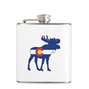 Colorado Flag Moose Hip Flask