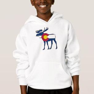 Colorado flag moose kids hoodie