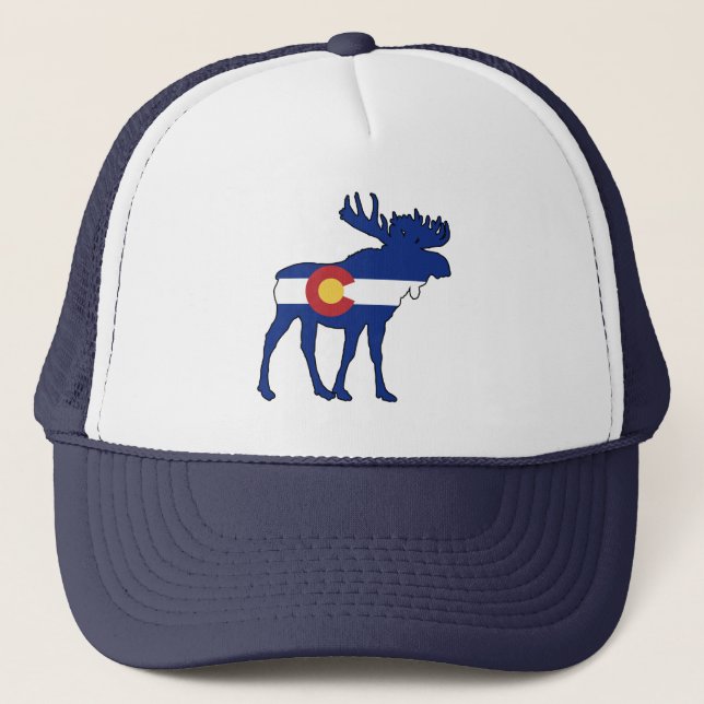 Colorado Flag Moose Trucker Hat (Front)
