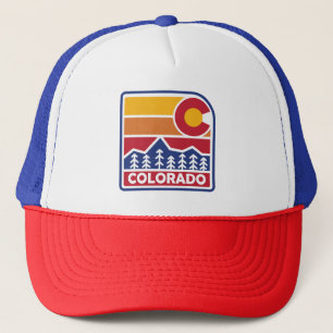 Colorado Flag Mountain and Trees Trucker Hat
