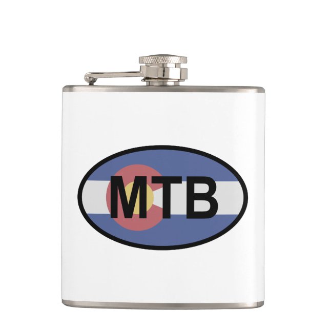 Colorado Flag Mountain Bike Hip Flask (Front)