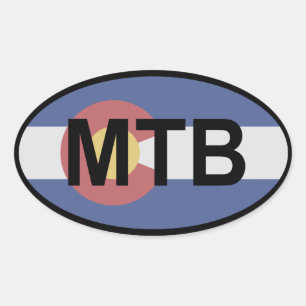 Colorado Flag Mountain Bike Oval Sticker