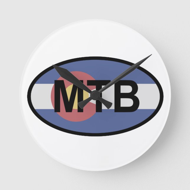 Colorado Flag Mountain Bike Round Clock (Front)