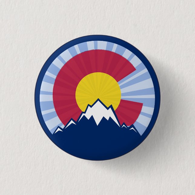 Colorado flag mountain burst pin button (Front)