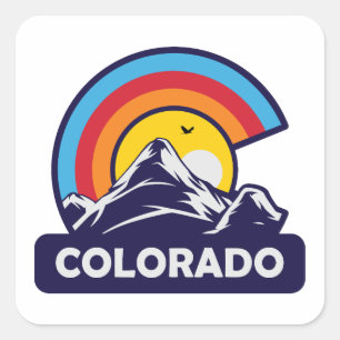 Colorado Flag Mountain Rainbow Square Sticker