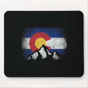 Colorado Flag Mountain Ski Winter Gift Hiker Hikin Mouse Mat