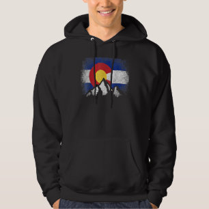 Colorado Flag Mountain Ski Winter Hiker Hiking Cam Hoodie