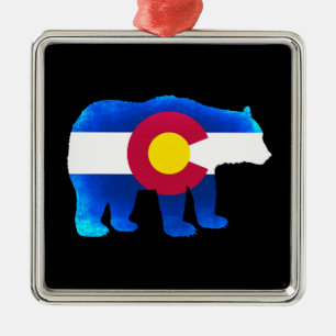 Colorado flag neon bear holiday ornament