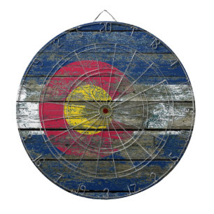 Colorado Flag on Rough Wood Boards Effect