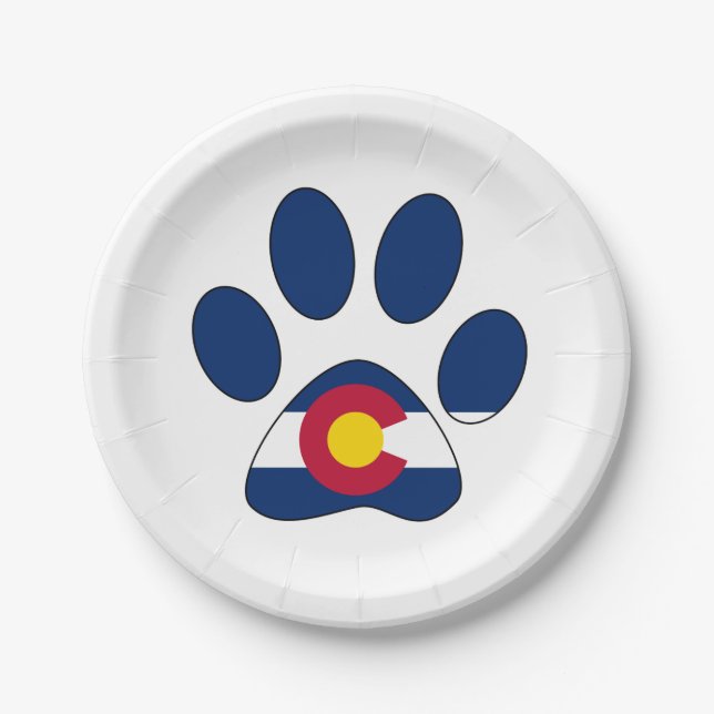 Colorado flag paw print paper plates (Front)