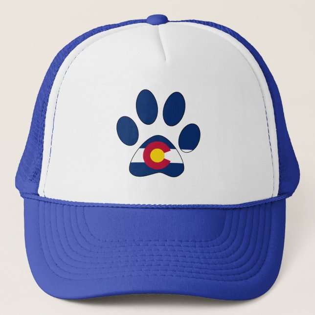 Colorado flag paw print trucker hat (Front)