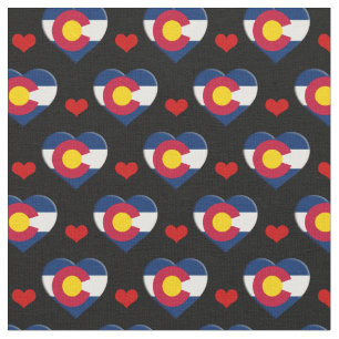 Colorado Flag & Red Heart fashion Fabric / USA