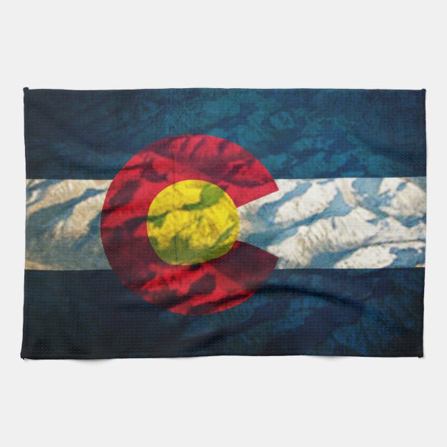 Colorado flag Rock Mountains Tea Towel (Horizontal)