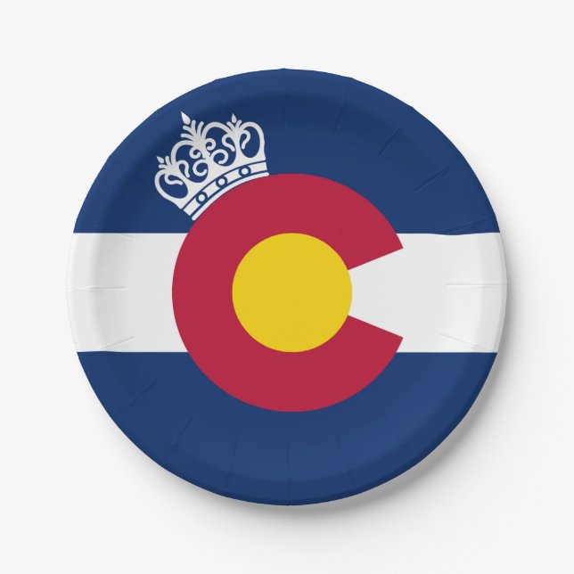 Colorado flag royal crown paper plates (Front)