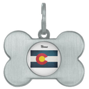 Colorado Flag Rustic Pet Name Tag
