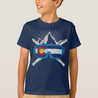 Colorado Flag Ski Skiing T-Shirt