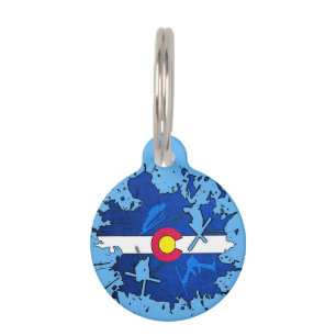 Colorado flag ski splatter pet tag