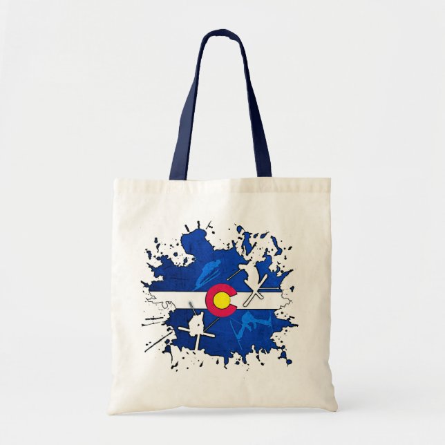 Colorado flag ski splatter tote bag (Front)