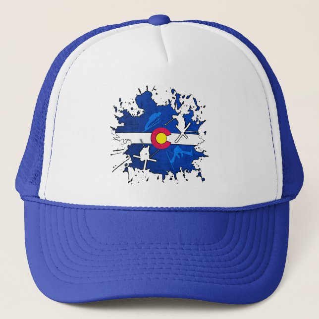 Colorado flag ski splatter trucker hat (Front)