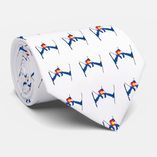 Colorado flag skier pattern necktie