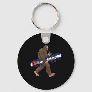 Colorado Flag Snowboarding Bigfoot For Snowboarder Key Ring