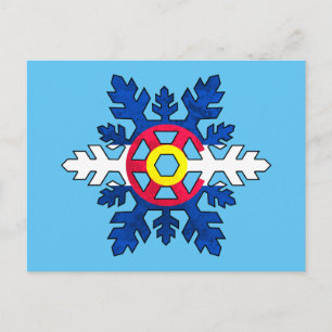 Colorado flag snowflake postcard