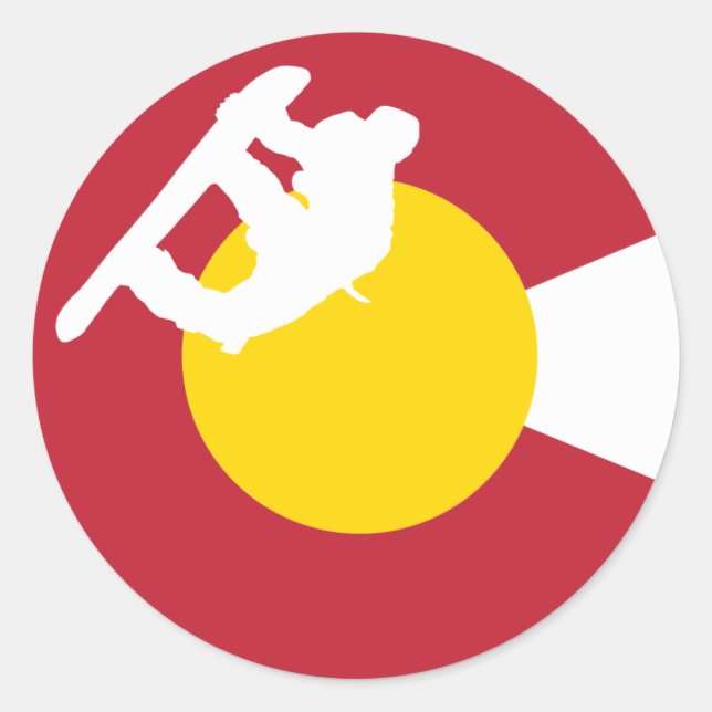 Colorado Flag Sticker - Snowboarder - Snowboard (Front)