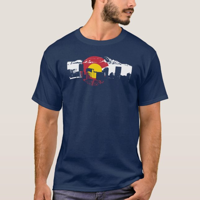 Colorado Flag T-Shirt - Denver Skyline - Rockies (Front)