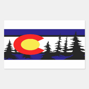 Colorado Flag Tree Silhouette Rectangular Sticker