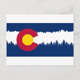 Colorado Flag Treeline Silhouette Postcard