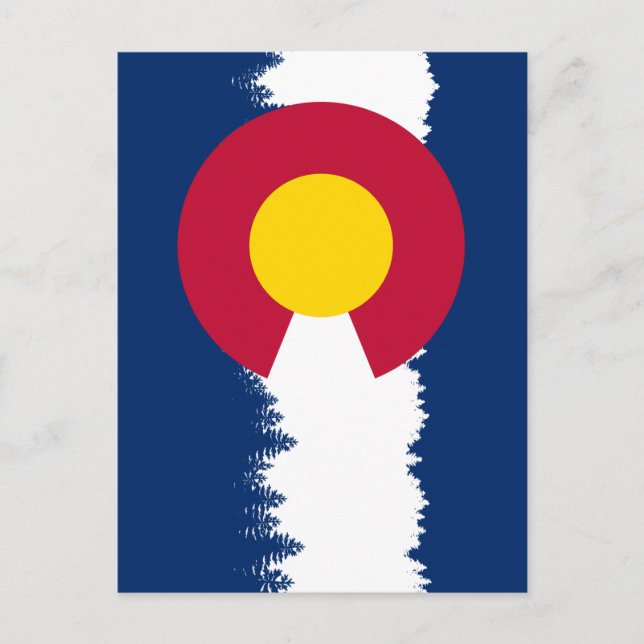 Colorado Flag Treeline Silhouette Postcard (Front)