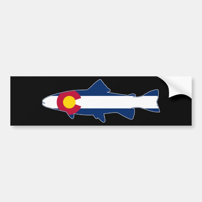 Colorado Flag Trout Fish Bumper Sticker (Front)