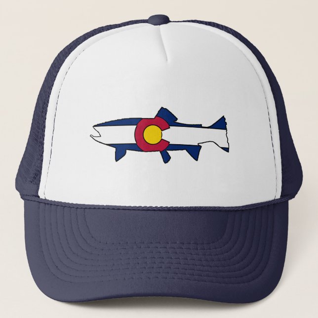 Colorado flag trout fish trucker hat (Front)