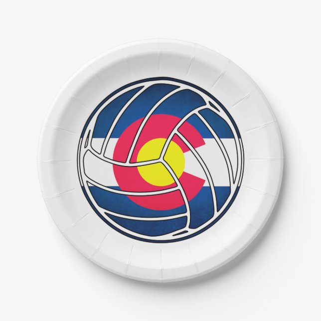 Colorado flag volleyball paper plates (Front)