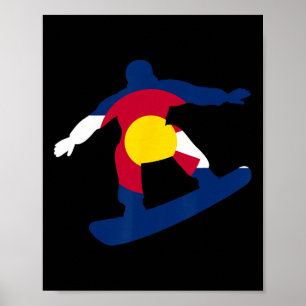 Colorado Flag Winter Snowboarding Men Women Gift Poster