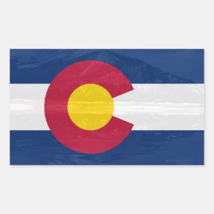 Colorado flag with mountain background rectangular sticker