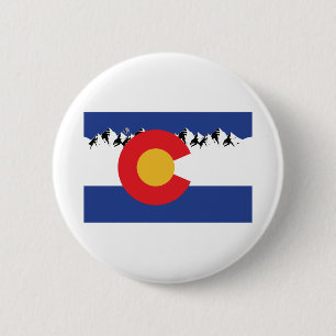 Colorado Flag with Mountains 6 Cm Round Badge