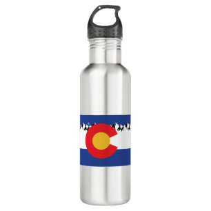 Colorado Flag with Mountains 710 Ml Water Bottle