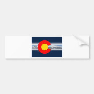 Colorado Flag with Mountains Bumper Sticker