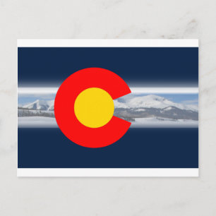Colorado Flag with Mountains Postcard