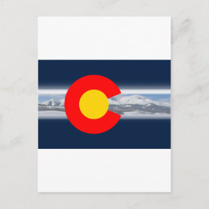 Colorado Flag with Mountains Postcard