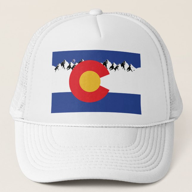 Colorado Flag with Mountains Trucker Hat (Front)
